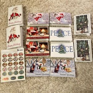 Set of 12 holiday cards with stickers and envelopes